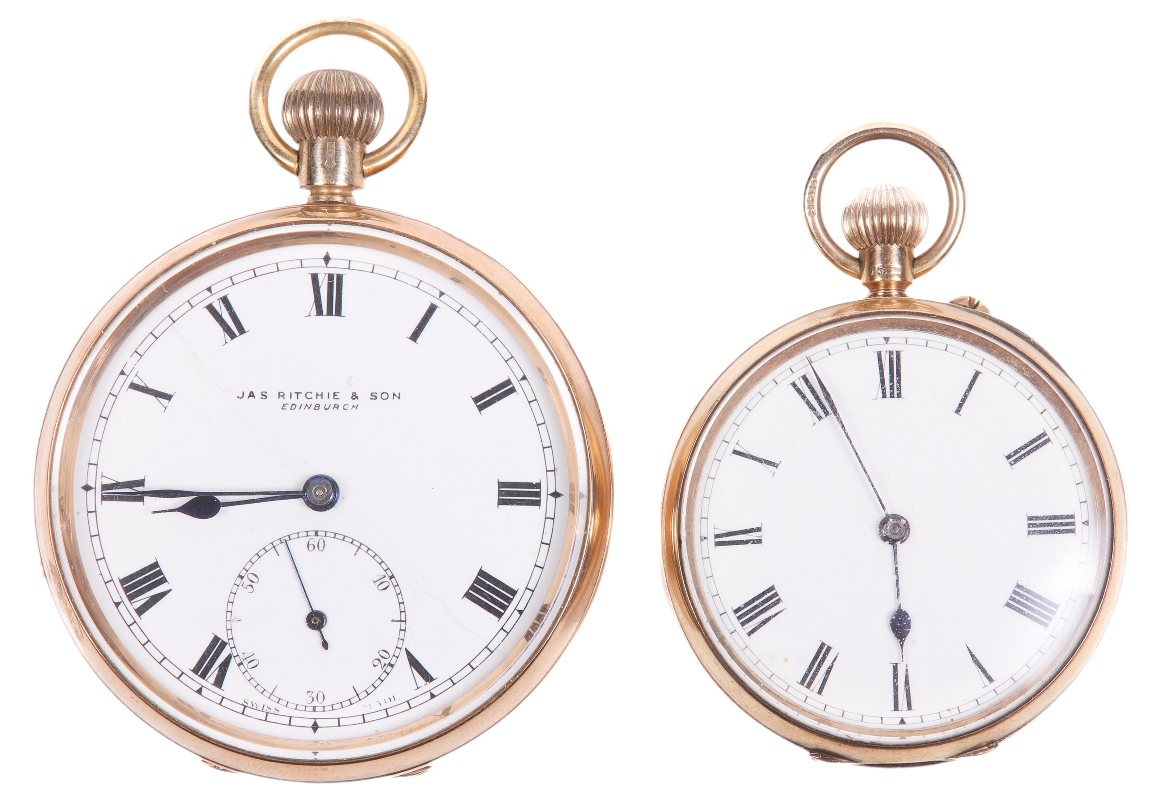 (2) 9K yellow gold pocket watches