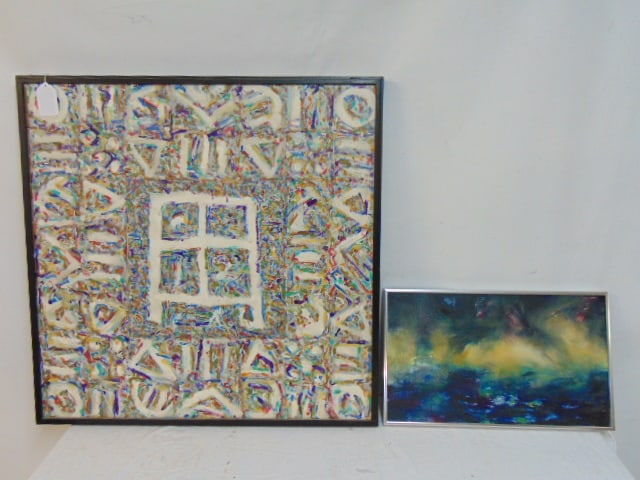 2 ABSTRACT PAINTINGS, "SUNSET