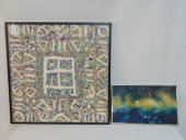 2 ABSTRACT PAINTINGS, "SUNSET