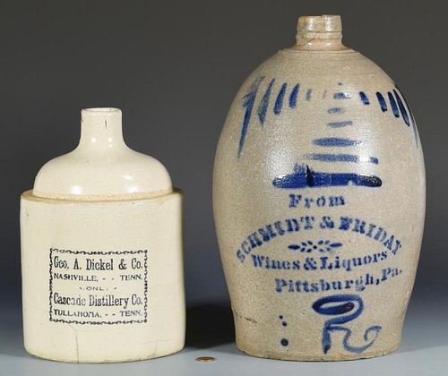 2 ADVERTISING WHISKEY JUGS, TN &