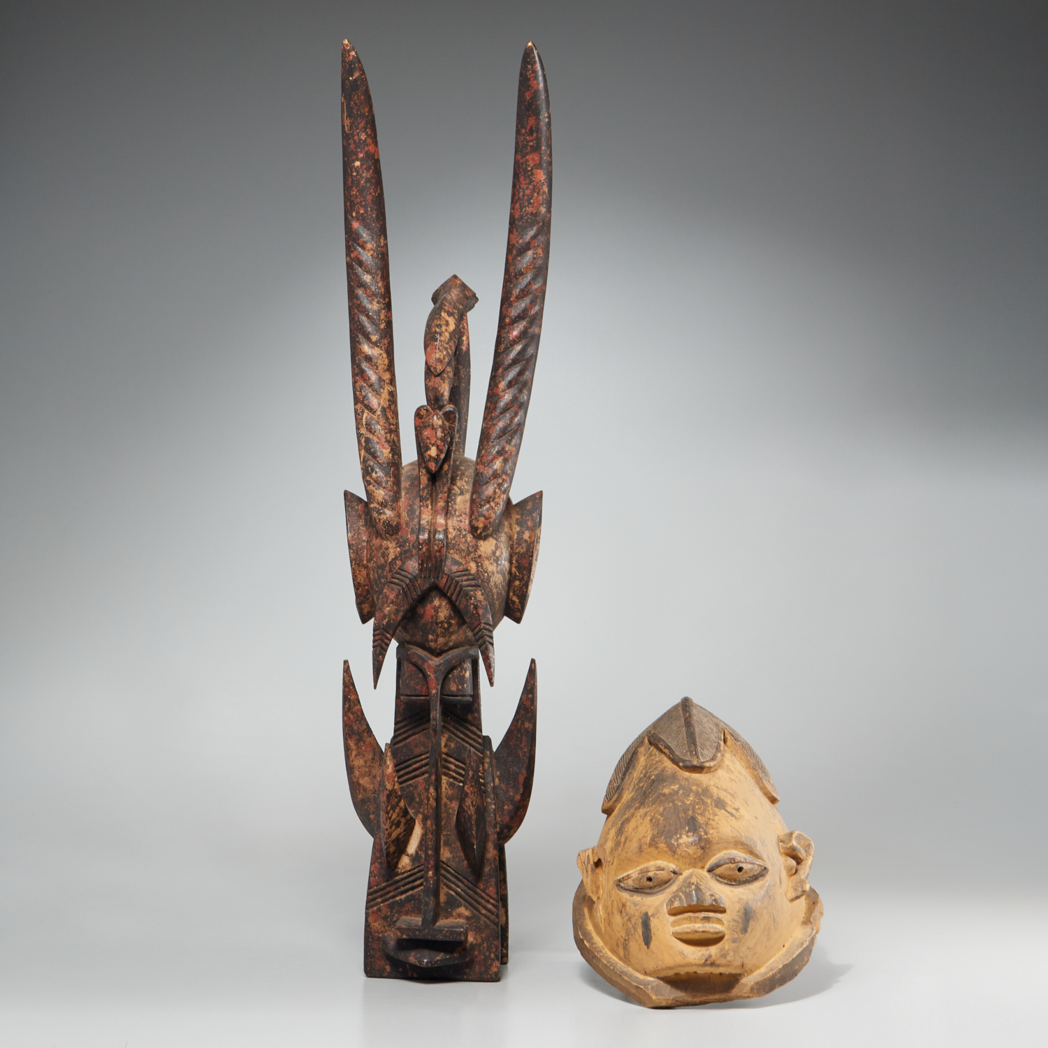 (2) AFRICAN CARVED AND PAINTED WOOD