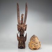 (2) AFRICAN CARVED AND PAINTED