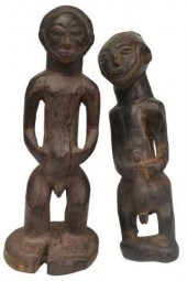 (2) AFRICAN CARVED WOOD MALE
