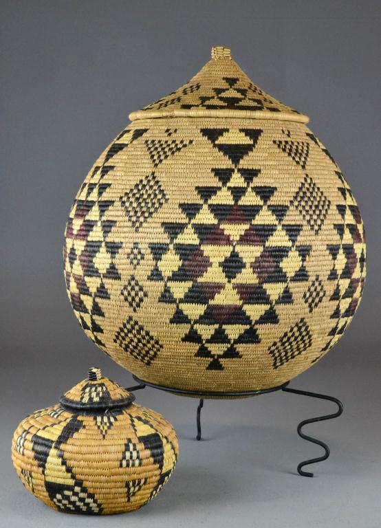 (2) African Zulu Woven Baskets on