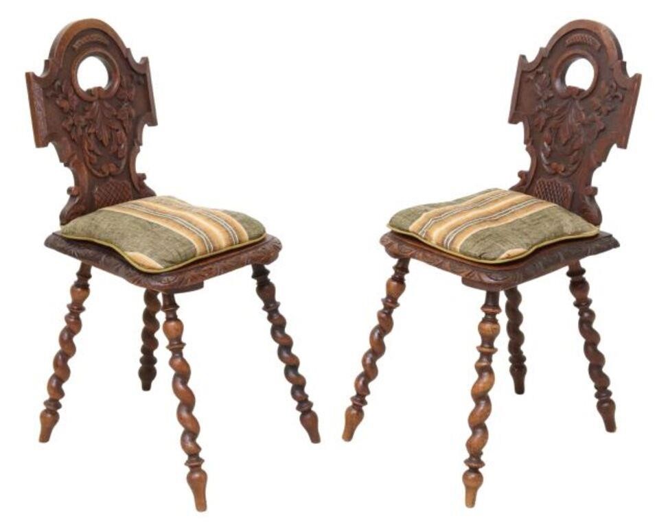 (2) ALSATIAN CARVED OAK