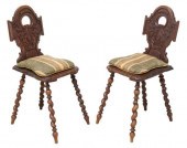 (2) ALSATIAN CARVED OAK ESCABE