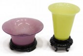 (2) AMERICAN ART GLASS VASE &