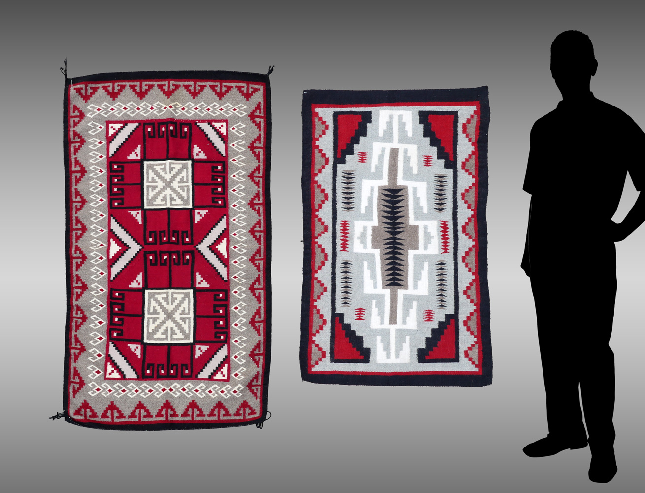 2 AMERICAN INDIAN WOVEN RUGS: 1)