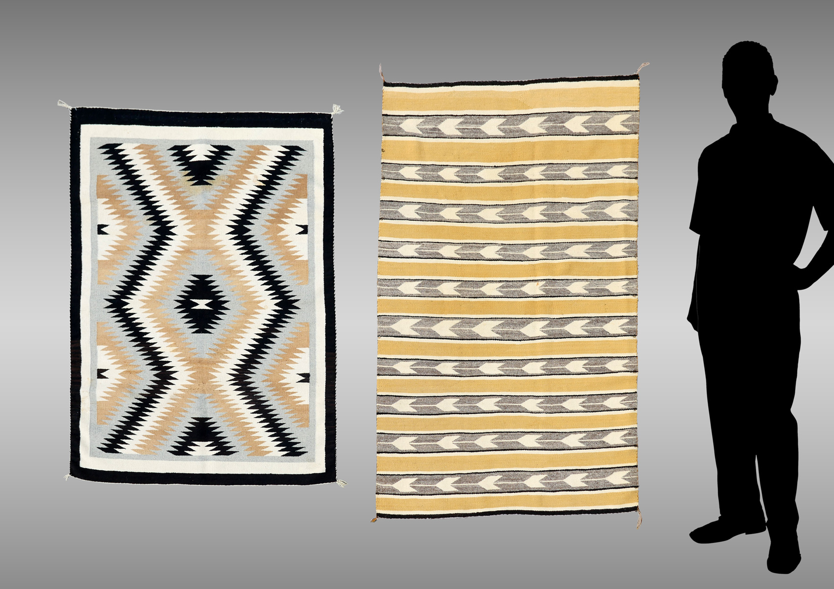 2 AMERICAN INDIAN WOVEN RUGS: 1)
