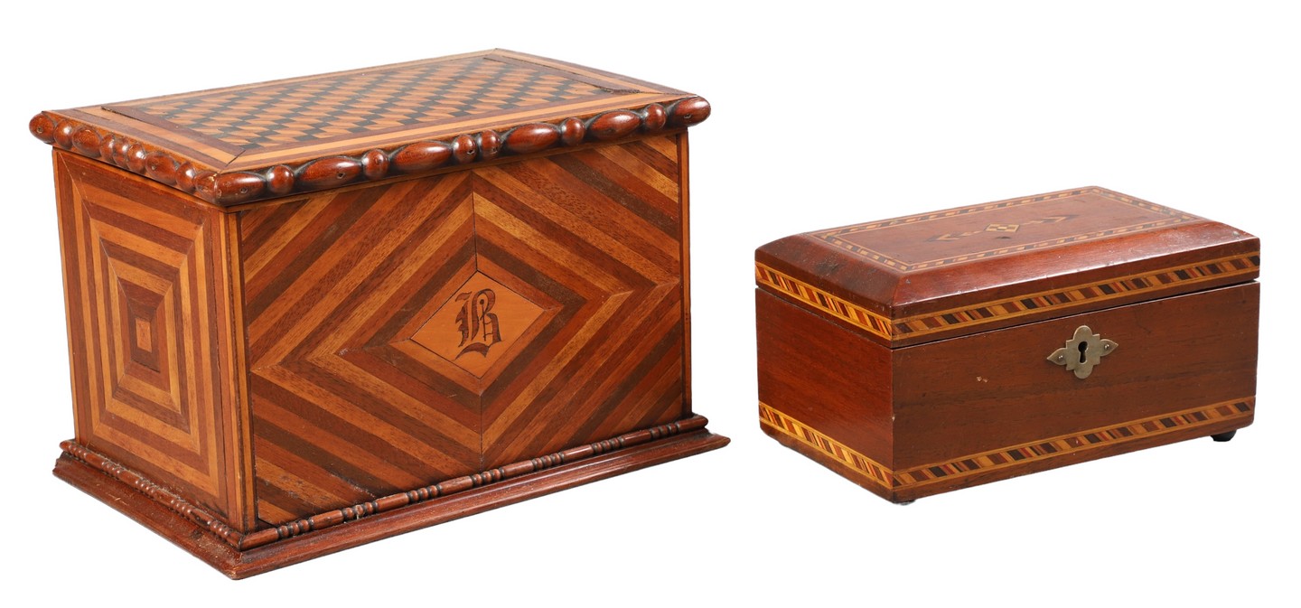 (2) American inlaid wood dresser
