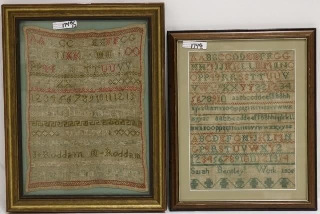 2 AMERICAN NEEDLEPOINT SCHOOLGIRL