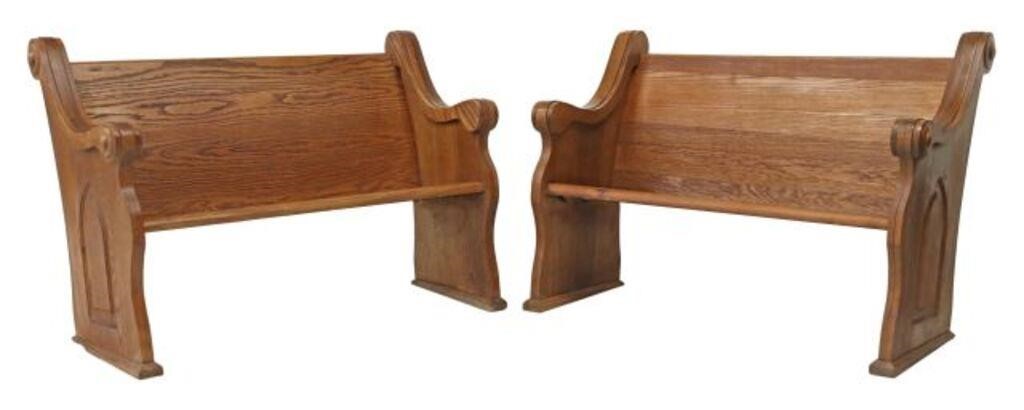 (2) AMERICAN OAK CHURCH PEW