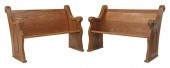 (2) AMERICAN OAK CHURCH PEW BE