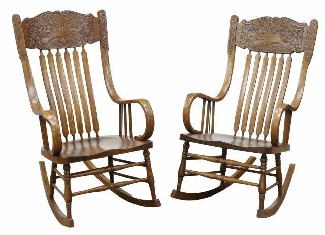 (2) AMERICAN OAK PRESSBACK