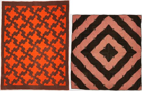2 AMERICAN QUILTS, LOG CABIN