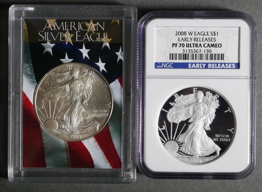 (2) AMERICAN SILVER EAGLES 2014