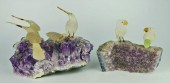 2 AMETHYST GEODES WITH ROCK CR