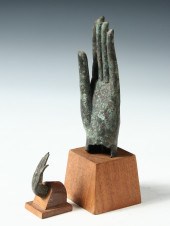 (2) ANCIENT BRONZE BUDDHA HAND