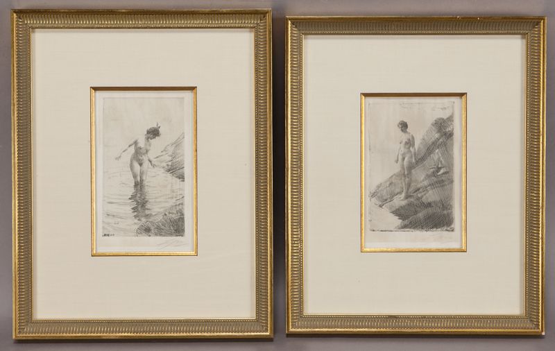 (2) Anders Zorn etchings. (1)