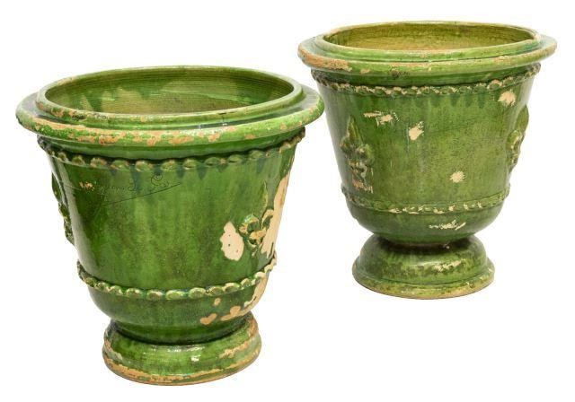 (2) ANDUZE GREEN-TONE GLAZED