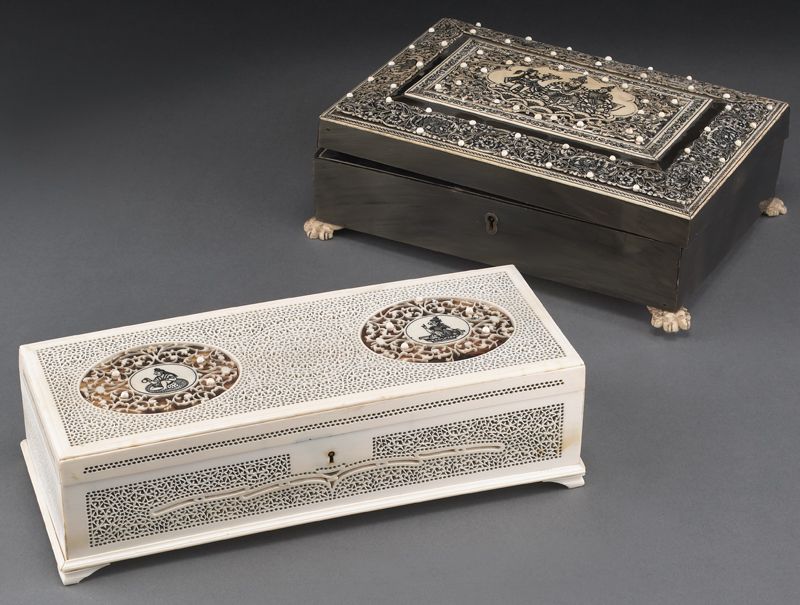 (2) Anglo-Indian ivory boxes