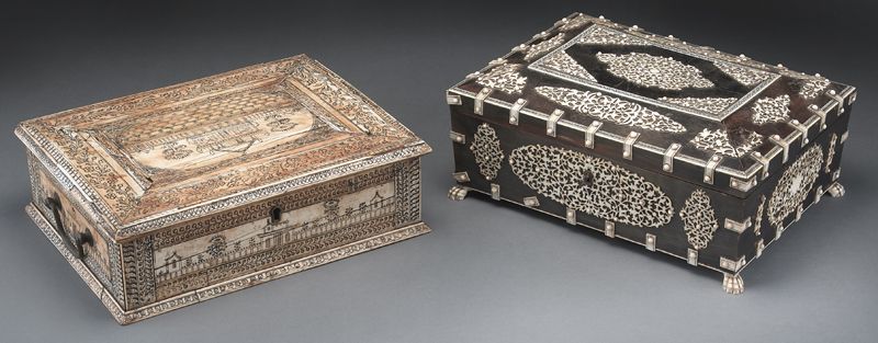 (2) Anglo-Indian ivory sewing