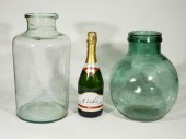 2 ANTIQUE 19C. MOUTH BLOWN GLA