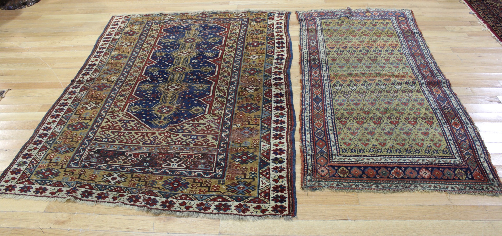 2 ANTIQUE AND FINELY HAND WOVEN
