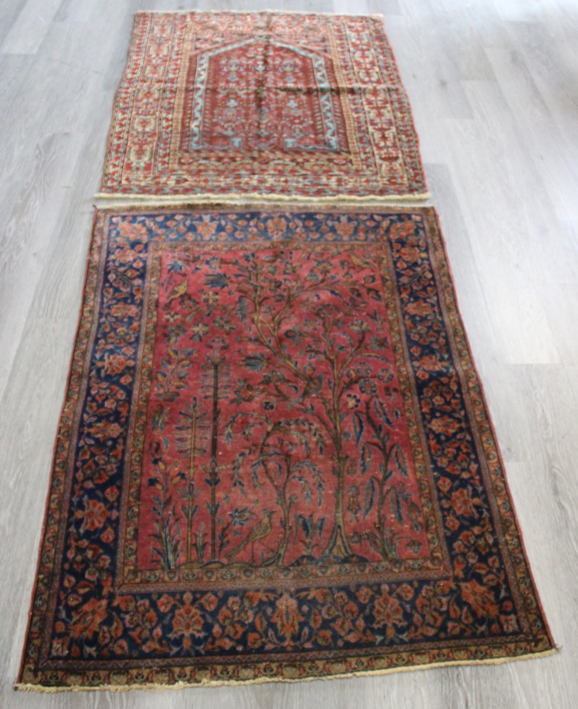 2 ANTIQUE AND FINELY HAND WOVEN