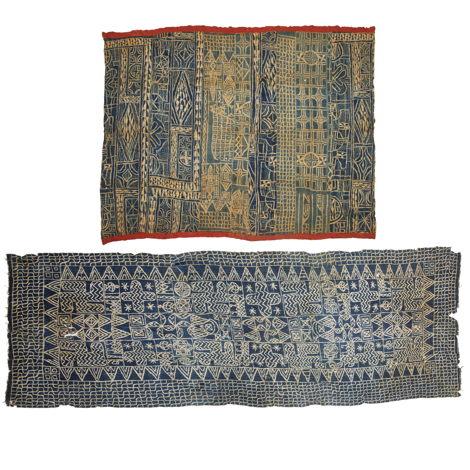 (2) ANTIQUE BAMILEKE INDIGO DYED