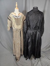 2 Antique Black Silk Dresses -