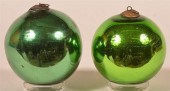 2 ANTIQUE BLOWN GLASS BALL FOR