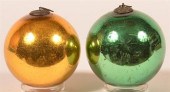 2 ANTIQUE BLOWN GLASS BALL FOR