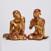 (2) ANTIQUE BURMESE CARVED GIL
