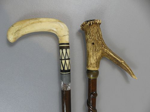 2 ANTIQUE CANESLot 2 antique canes: