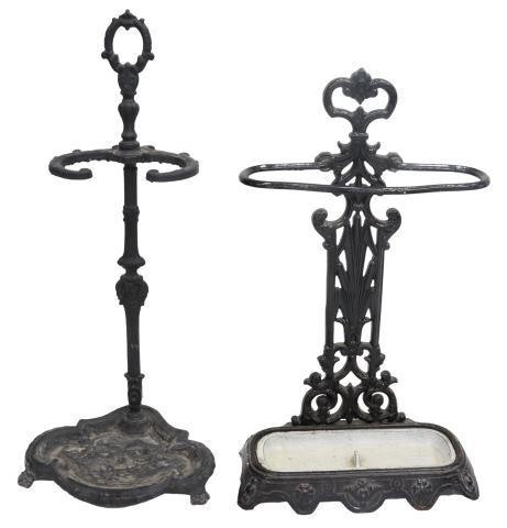 (2) ANTIQUE CAST IRON UMBRELLA HALL
