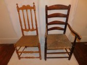 2 ANTIQUE CHAIRS - BANNISTER &