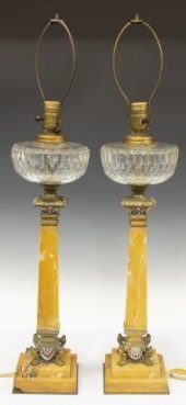 (2) ANTIQUE CHAMPLEVE & MARBLE