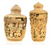 2 ANTIQUE CHINESE CARVED IVORY