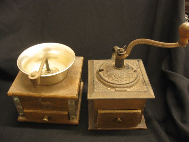 2 Antique Coffee Mills with