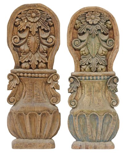 (2) ANTIQUE CONTINENTAL CARVED WOOD