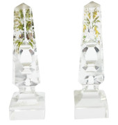 2 ANTIQUE CUT CRYSTAL PRISM HA