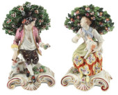 (2) ANTIQUE DERBY STYLE PORCEL