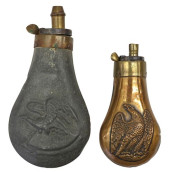 (2) ANTIQUE EAGLE POWDER FLASK