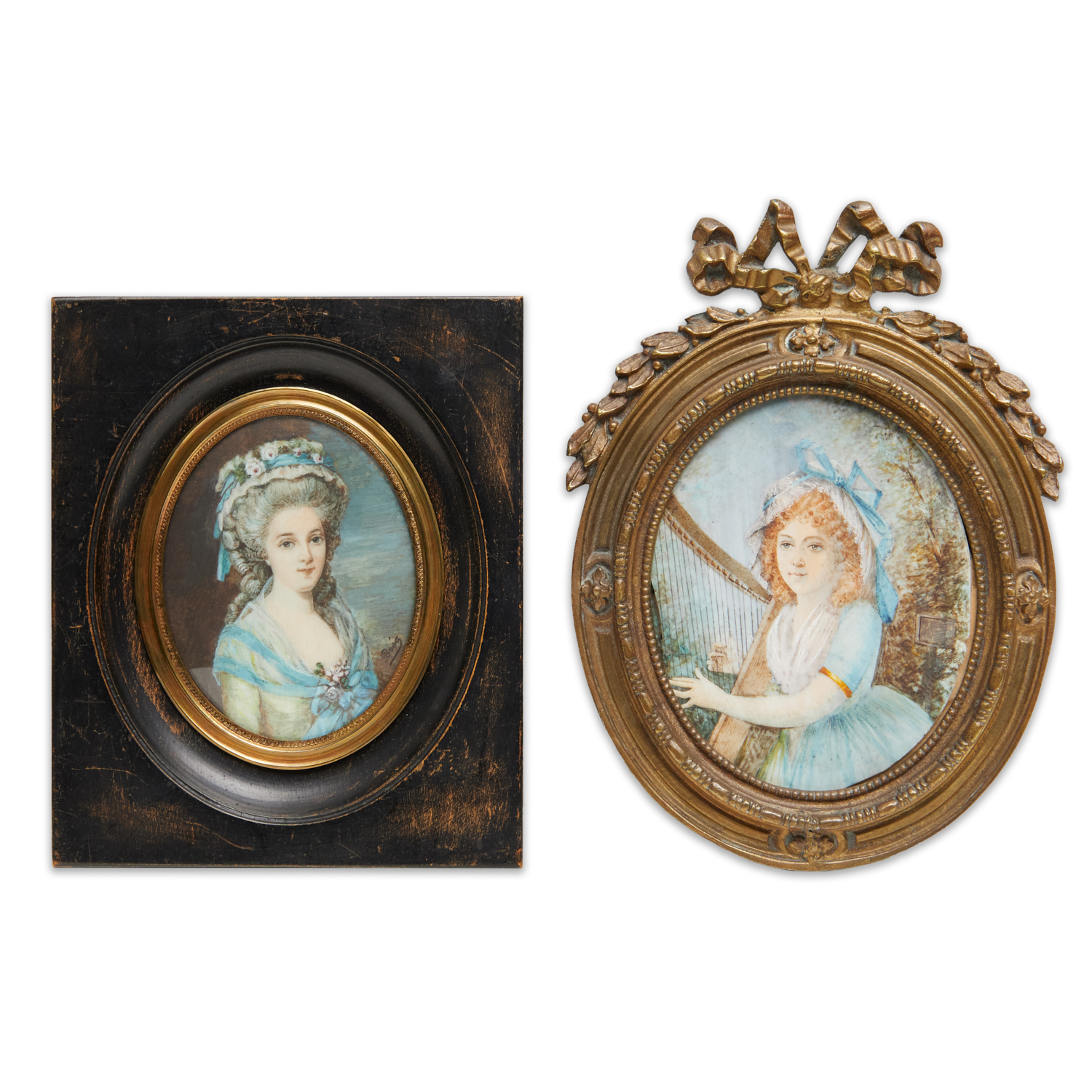 (2) ANTIQUE FEMALE PORTRAIT