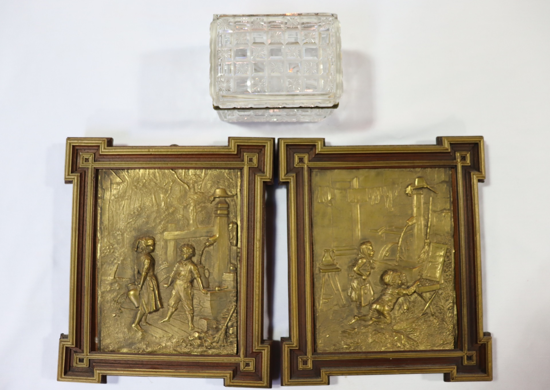 2 ANTIQUE FRAMED BRASS RELIEFS
