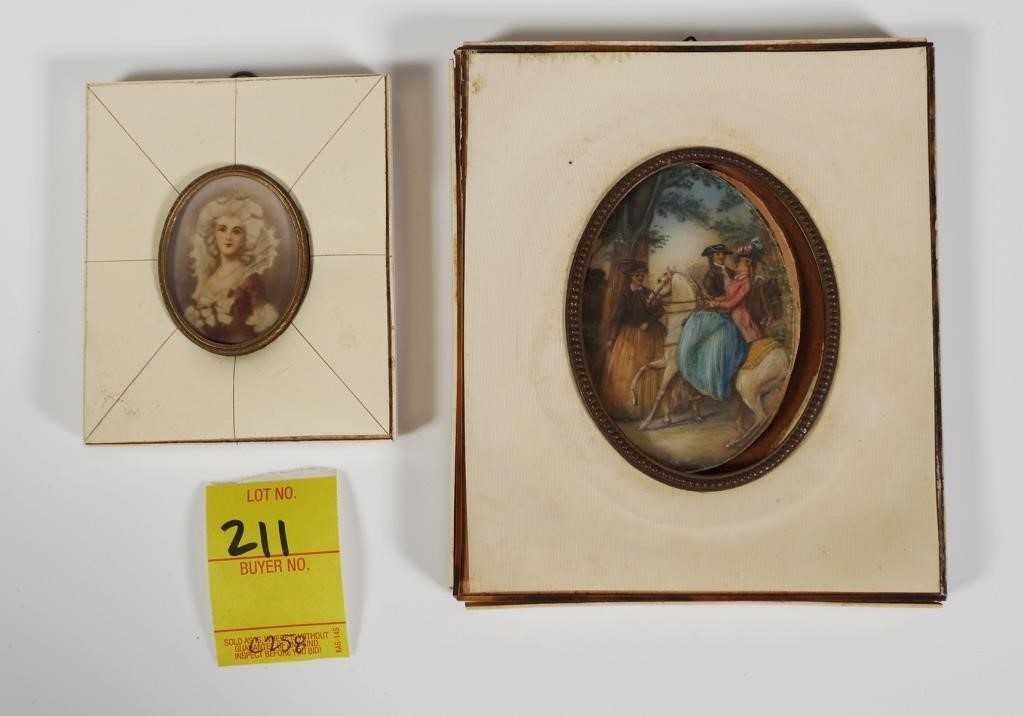 2 ANTIQUE FRENCH HANDPAINTED