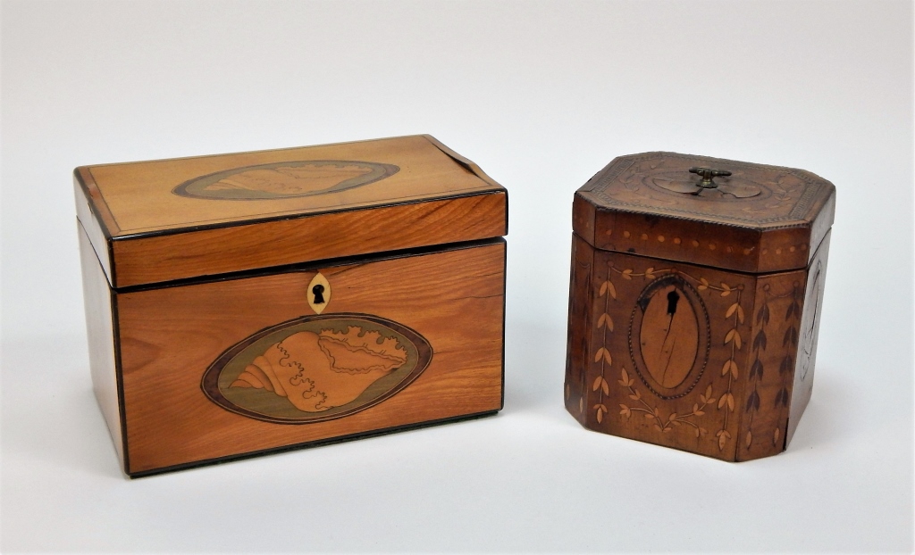 2 ANTIQUE GEORGIAN INLAID TEA