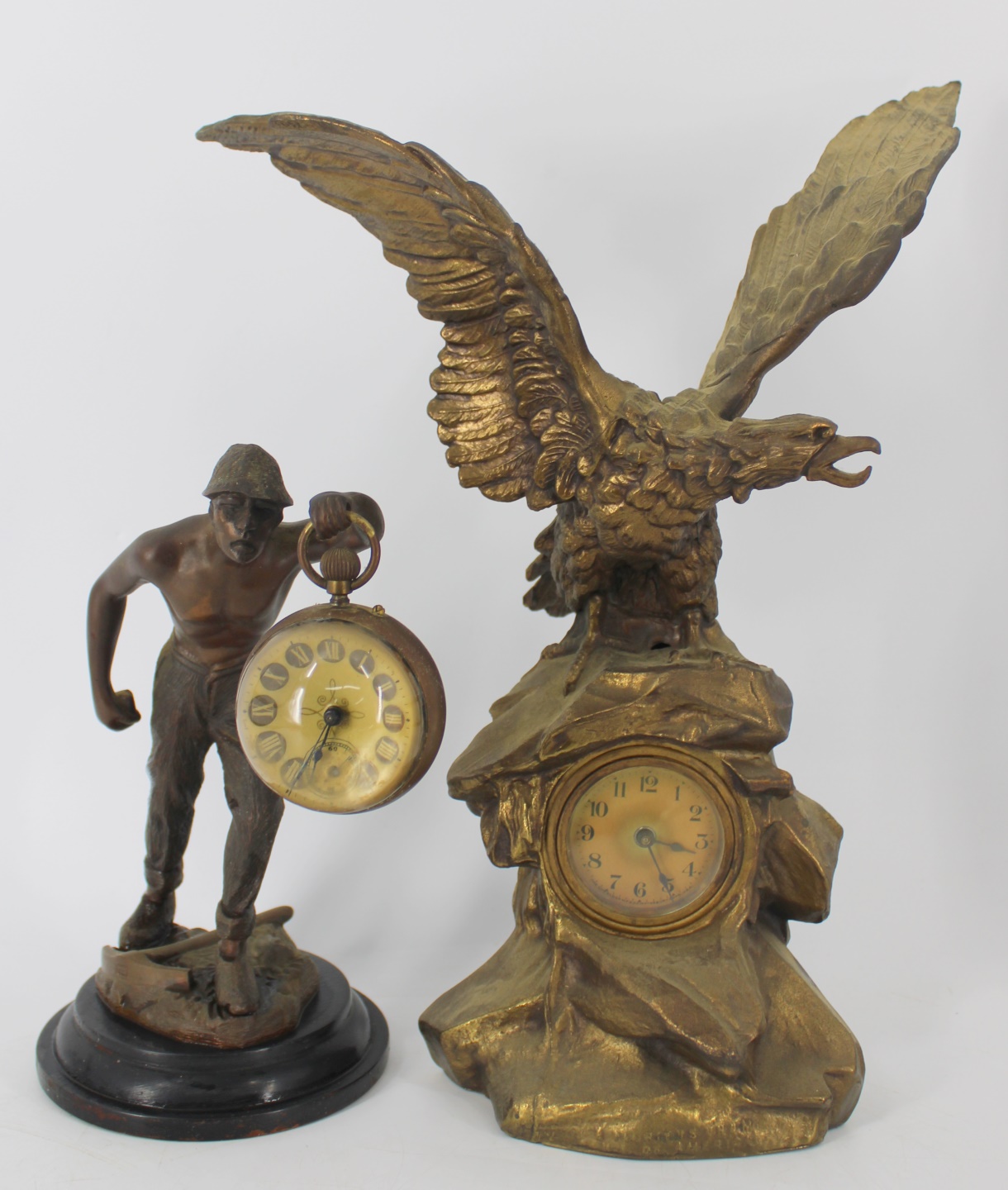 2 ANTIQUE GILT METAL FIGURAL