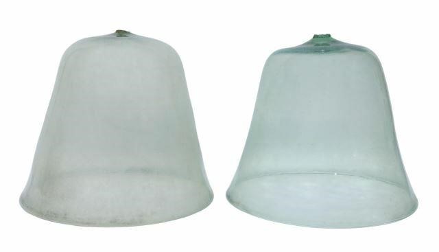 (2) ANTIQUE GLASS CLOCHE DOME